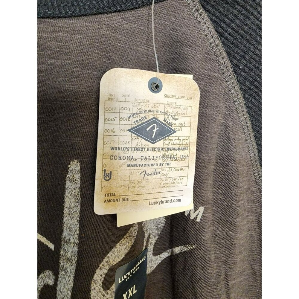 Fender Lucky Brand Waffle Knit Sleeves Gray Long Sleeve Shirt Mens XXL NWT - Picture 6 of 7